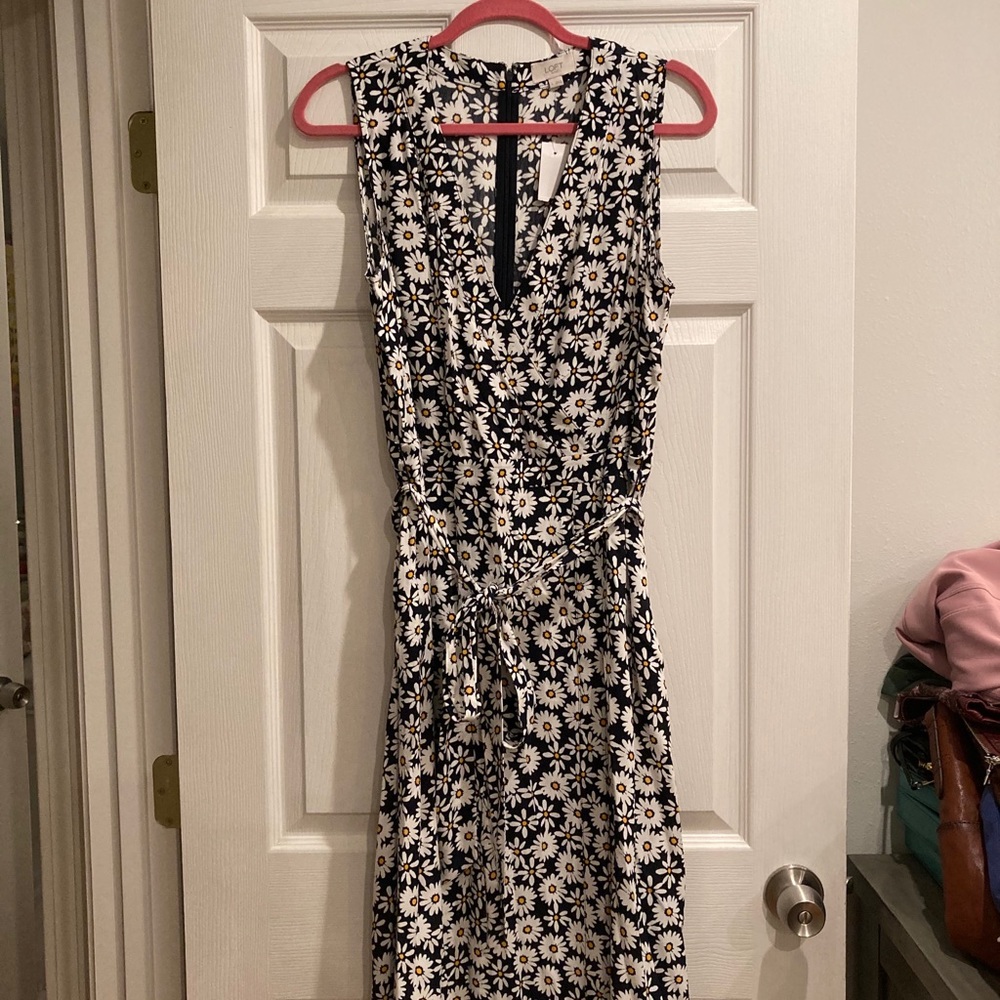 LOFT floral midi wrap dress size L